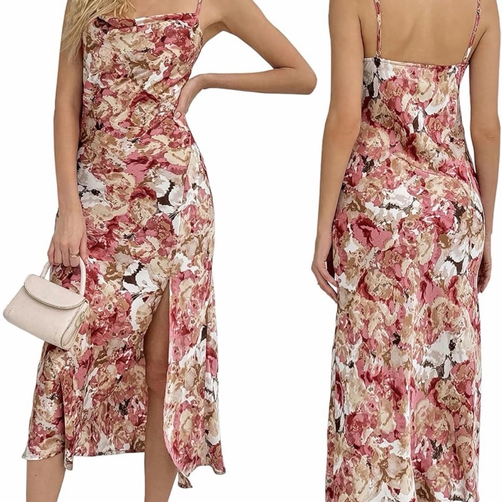 Floral Pink and Cream Women's Dress